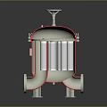 Industrial Filtration Equipment With Multi Cartridge Metal Housing Top Handle And Pipeline Connection Ports