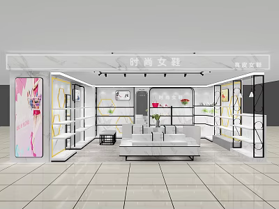 High End Fashion Women s Shoes Specialty Store with Modern Interior and Display Areas 3d model