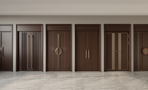 New Chinese Double Door 3d model