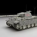Military Tank With Camouflage Pattern Number 145 Gun Barrel And Metal Tracks