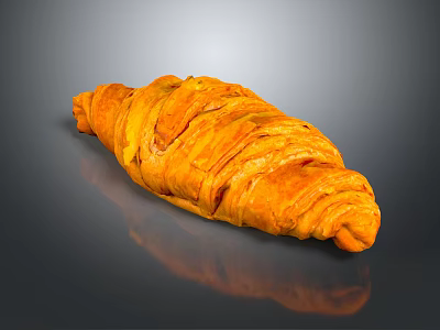 Fresh Golden Croissant With Flaky Layers And Glossy Surface On Gray Background 3d model