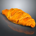 Fresh Golden Croissant With Flaky Layers And Glossy Surface On Gray Background