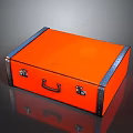 Vibrant Orange Storage Box With Metal Trim And Sturdy Handle For Home Use