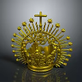 Luxurious Golden Ornate Crown With Cross Star Decorations And Intricate Design