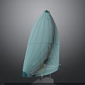 Blue Sailboat Water Transport With Blue Sail Line Design And Yellow Top Decoration