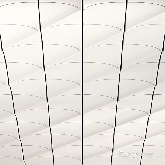 White Wavy Wall Decor With Black Lines Neatly Arranged In Modern Interior Style 3d model 