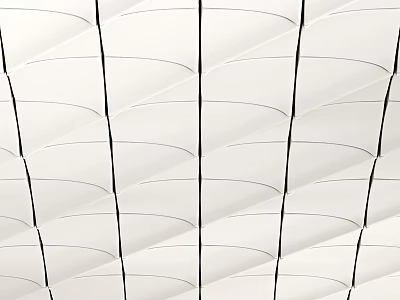 White Wavy Wall Decor With Black Lines Neatly Arranged In Modern Interior Style 3d model