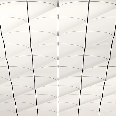 White Wavy Wall Decor With Black Lines Neatly Arranged In Modern Interior Style 3d model
