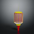 Decorative Lantern Furniture With Yellow Frame Red Base And Transparent Panels