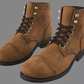 Brown High Top Leather Boots with Black Soles and Metal Eyelets for Men