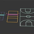 Multiple Basketball Court Layout Designs With Colorful Line Drawings And Plans