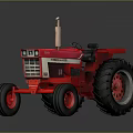 Red Classic Tractor Model With Detailed Design And Large Black Wheels 3d model