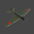 Vintage Green Fighter Plane With Red Circle Markings On Wings Front Propeller And Dark Background