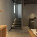 Traditional Modern Tea House Interior With Hanging Lanterns And Wooden Tables