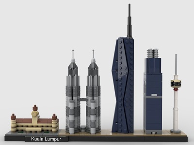 LEGO toy blocks city skyline complex kuala lumpur 3d model