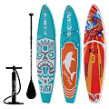Inflatable Stand Up Paddleboard Set With Tiki Dolphin Koi Designs Pump And Paddle