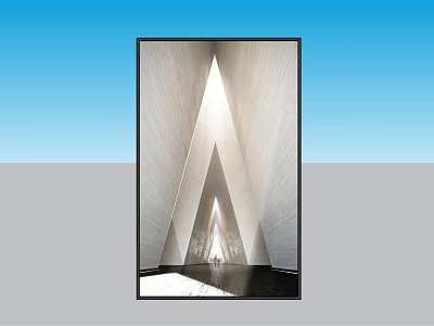 Modern Interior Space With Triangular Structure And Natural Light Shining 3d model