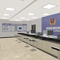 Market Regulation Service Hall Interior Featuring Blue Wall Badge Service Counter And Chairs