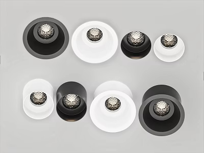 Modern Round Downlights And Spotlights In Black And White For Home Interior Lighting Decor 3d model