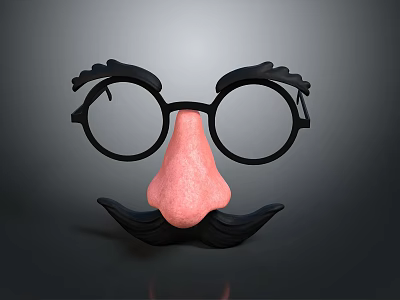 Funny Household Face Decoration With Black Glasses Pink Nose And Black Mustache 3d model
