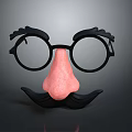 Funny Household Face Decoration With Black Glasses Pink Nose And Black Mustache