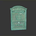 Antique Vintage Mailbox With Ornate Carvings Decorative Crest And Aged Brass Finish