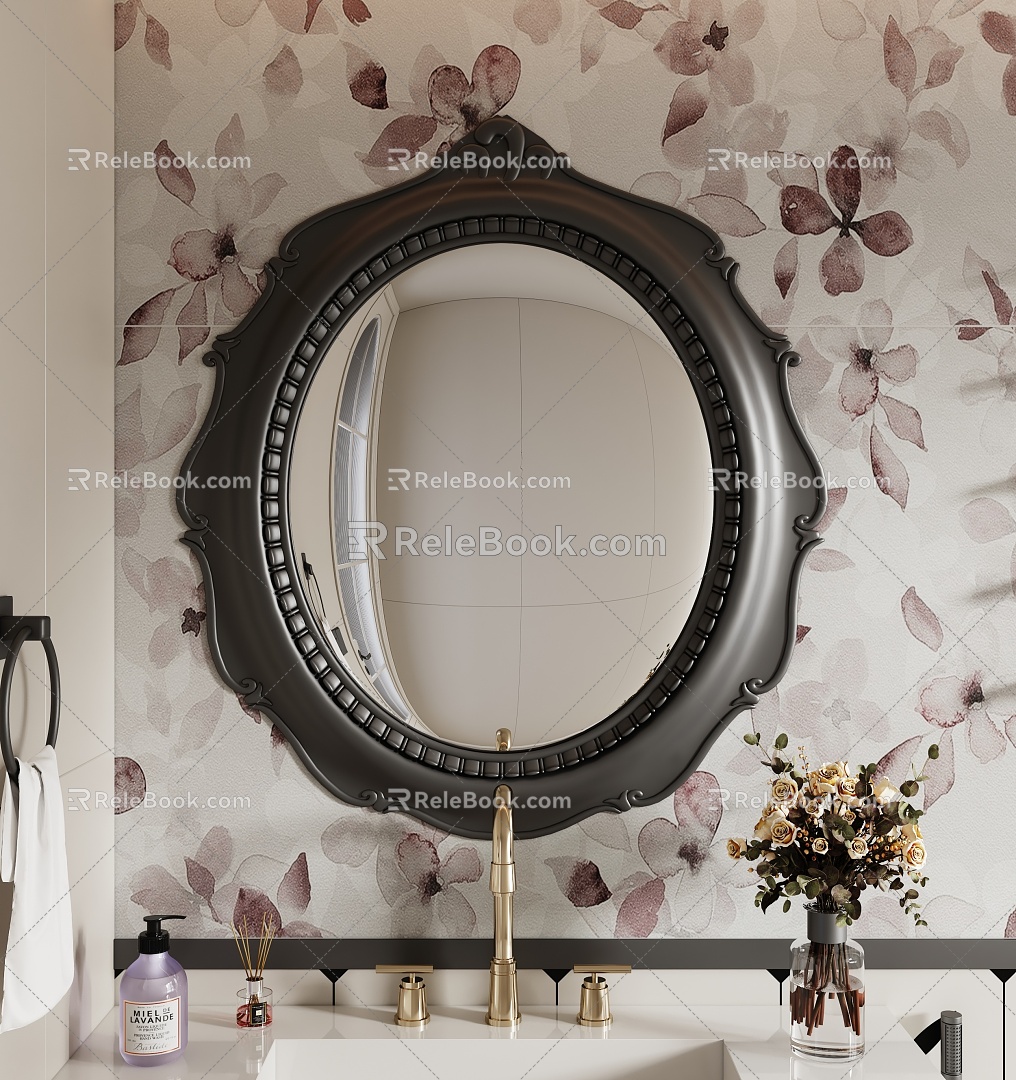 French Bathroom Mirror Decorative Mirror Cosmetic Mirror Mirror 3d model