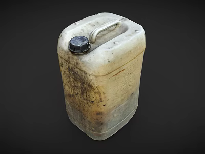 Old Rusty Fuel Can With Metal Handle And Black Cap Stained Surface 3d model