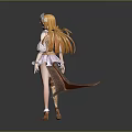 Game Movie Character Featuring Long Orange Hair Green Eyes White Orange Dress Brown Net Headdress