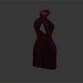 Stylish Navy Blue Halter Neck Dress With Cut Out Back And Fitted Silhouette