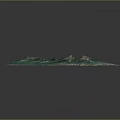 Detailed Mountainous Terrain Model With Green Vegetation And Blue Water Areas