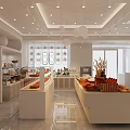 Modern Dessert Shop Interior Design With Bright Display Counters Fresh Bread Pastries And Pendant Lights