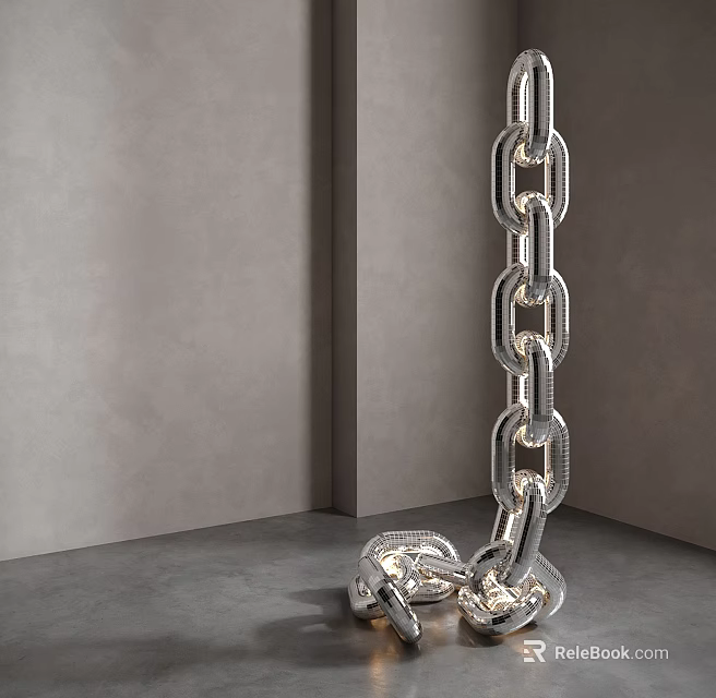 Modern Silver Chain Design Floor Lamp In Gray Corner Setting 3d model 