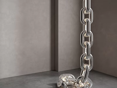 Modern Silver Chain Design Floor Lamp In Gray Corner Setting 3d model