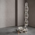 Modern Silver Chain Design Floor Lamp In Gray Corner Setting