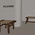 POLIFORM Brand Modern Wooden Stools With Woven Seat In Minimalist Interior