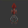 Red Mechanical Game And Movie Character With Tentacle Appendages And Sci Fi Design