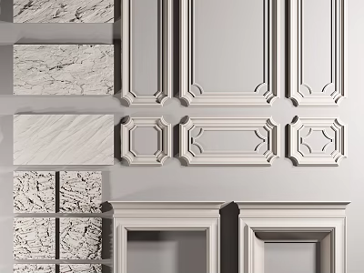 Various Gypsum Molding Designs For Interior Wall And Door Frame Decor 3d model