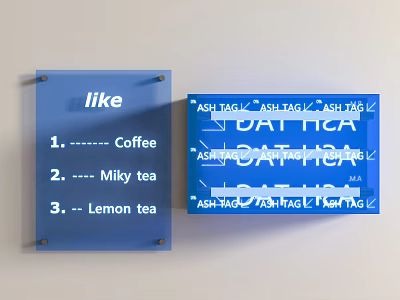 Wall Lamp With Blue Glass Panels Featuring Coffee Milky Tea And Lemon Tea 3d model