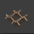 Light Wood Cross Woven Small Rack for Daily Necessities on Dark Blue Surface