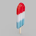 Colorful Layered Popsicle With Red White Blue Sections On Wooden Stick