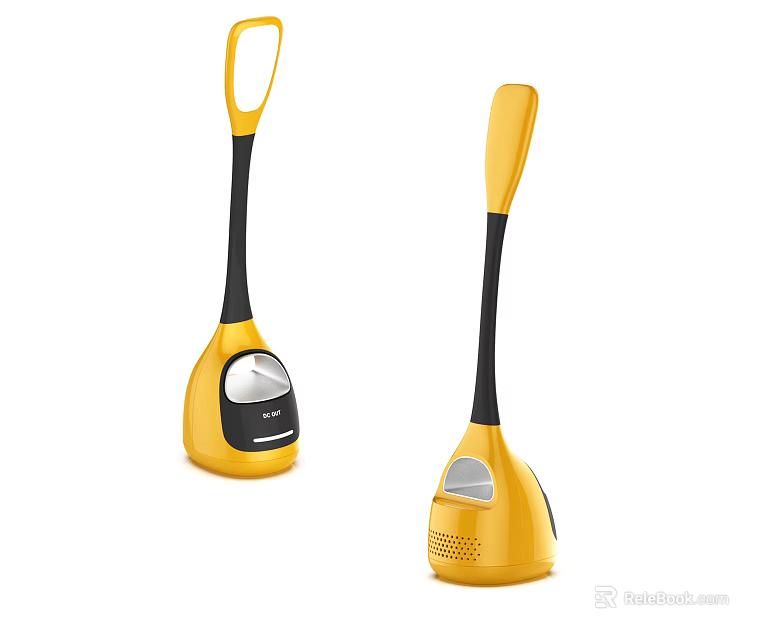 Modern Yellow And Black Table Lamp With Sleek Pole And Circular Base For Home Use 3d model 