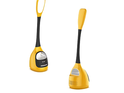 Modern Yellow And Black Table Lamp With Sleek Pole And Circular Base For Home Use 3d model