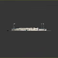 3D Rendered Cricket Stadium Design With Green Turf Brown Pitch Blue Stands And Light Poles