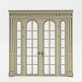 European style double door exquisite wooden door 3d model