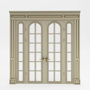 European style double door exquisite wooden door 3d model