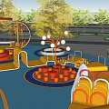 Colorful Outdoor Playground Activity Space With Slides Trees Seating And Play Structures