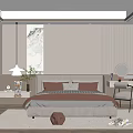 Modern Bedroom Interior With Upholstered Headboard Area Rug And Dressing Table 3d model
