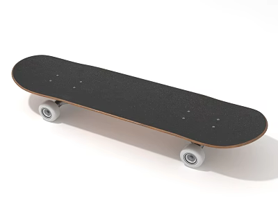 Stylish Modern Skateboard With Black Deck Wooden Edge And White Wheels 3d model