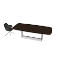 Modern Office Conference Desk With Wooden Surface And Black Ergonomic Chairs